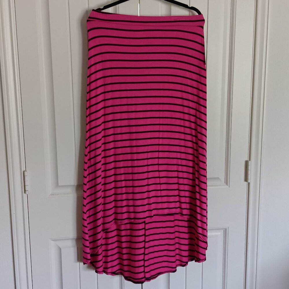 Dynamite Pink & Black Striped Maxi Skirt L